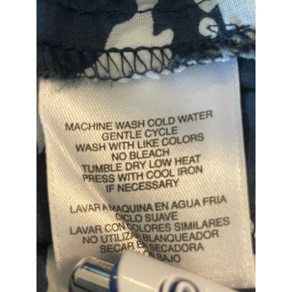 Jones New York Sport Navy/White Floral button up blouse XL 100% Cotton - Picture 5 of 9